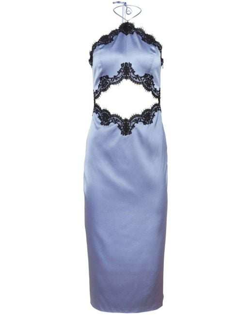 Fleur du Mal Blue Cut-out Halterneck Midi Dress
