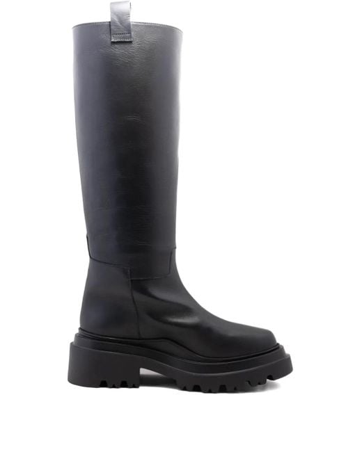 Plan C Black Zip-Detail Platform Boots