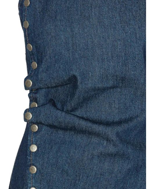 ROTATE BIRGER CHRISTENSEN Blue Denim Buttoned Top Dark