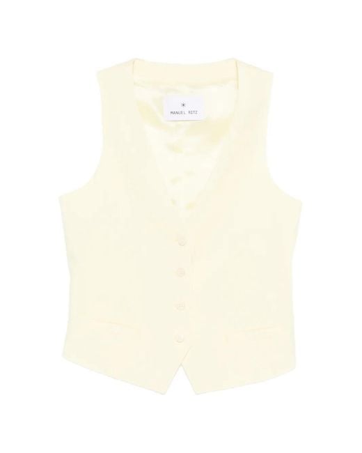 Manuel Ritz White V-Neck Button Waistcoat