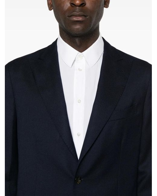 Boglioli Blue Textured Finish Single-Breasted Blazer for men