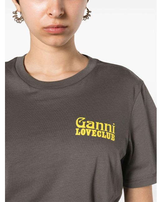 T-shirt Loveclub con logo di Ganni in Gray