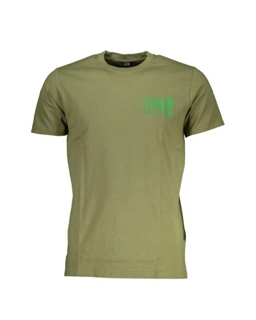 Roberto Cavalli Green Logo-Print Crew-Neck T-Shirt for men