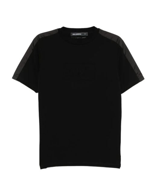 Karl Lagerfeld Black Logo-Embossed T-Shirt for men