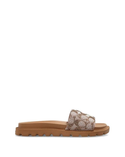 COACH Brown Brynn Crystal-Embellishment Slides