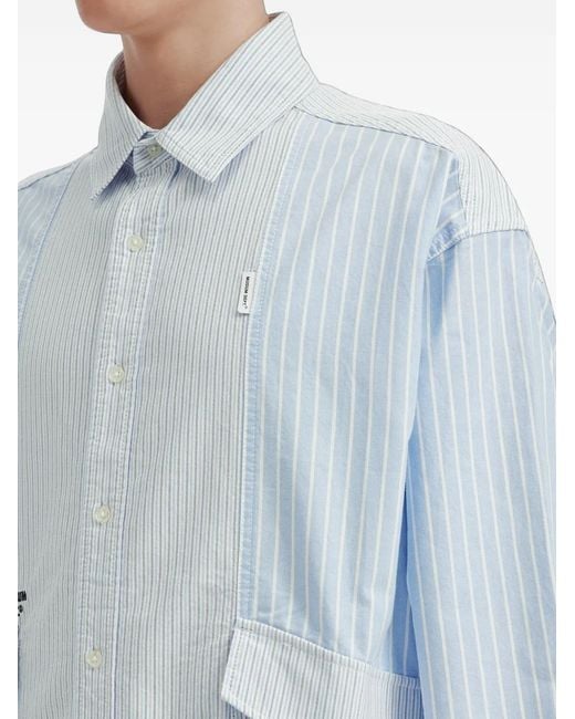 Musium Div. Blue Patchwork Striped Shirt for men