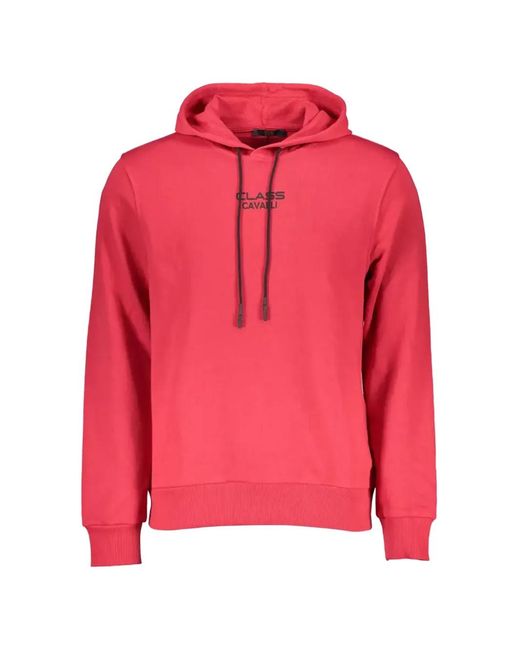 Roberto Cavalli Pink Logo-Print Drawstring Hoodie for men