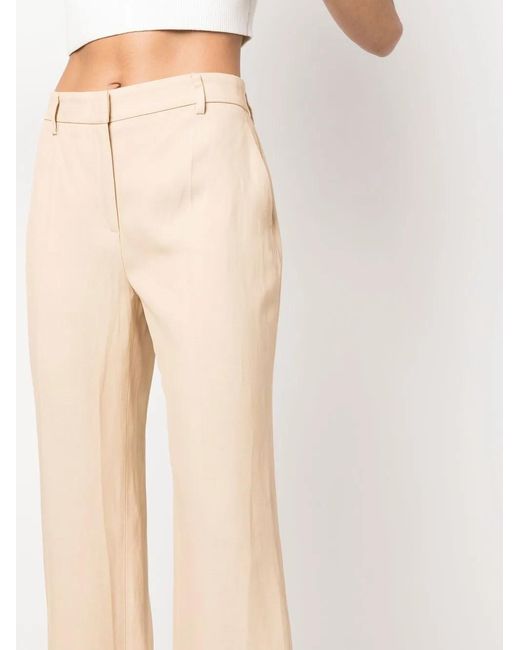 Alberta Ferretti Natural High-Waisted Straight-Leg Trousers