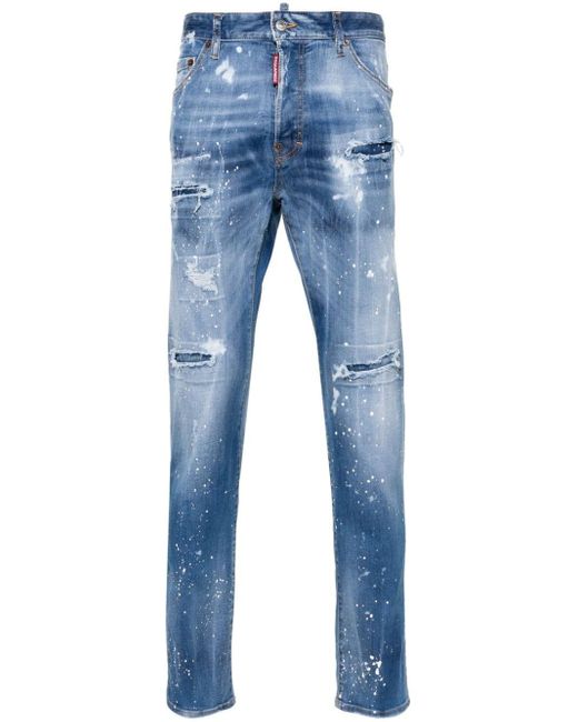 DSquared² Cool Guy Gerafelde Skinny Jeans in het Blue voor heren