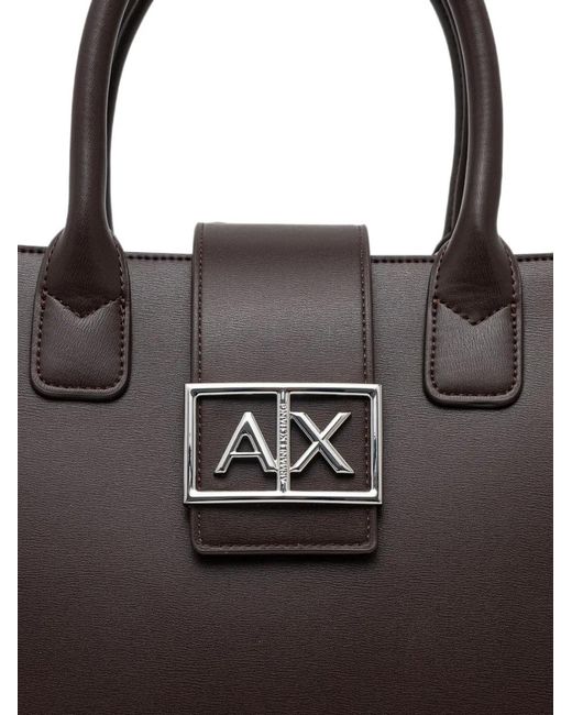 ARMANI EXCHANGE Black Logo-Plaque Shoulder Bag
