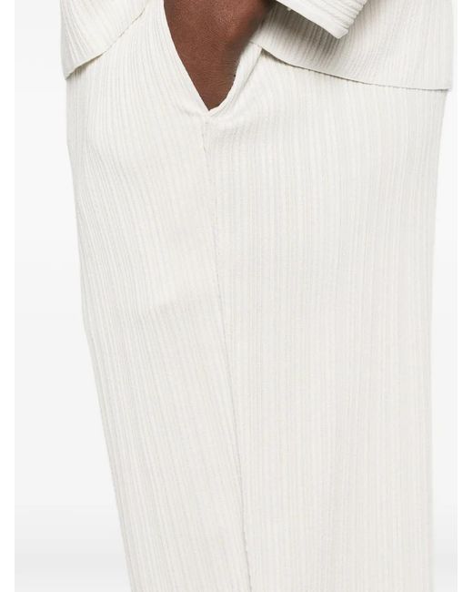 Issey Miyake White Pleated Cropped Trousers