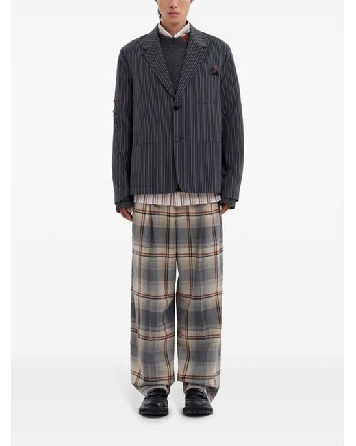 Marni Black Distressed-Effect Striped Blazer for men