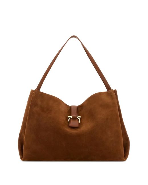 Ferragamo Brown Suede Tote Bag