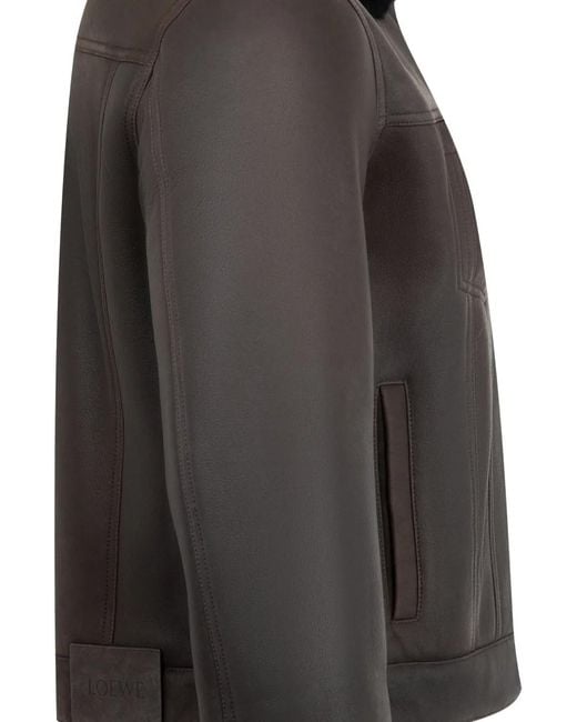 Loewe Black Button Shearling Trucker Jacket for men