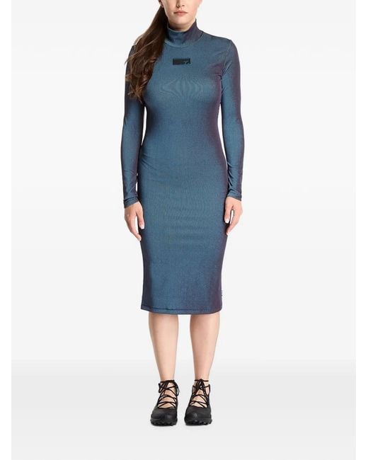 Robe Côtelée À Patch Logo EA7 en coloris Blue