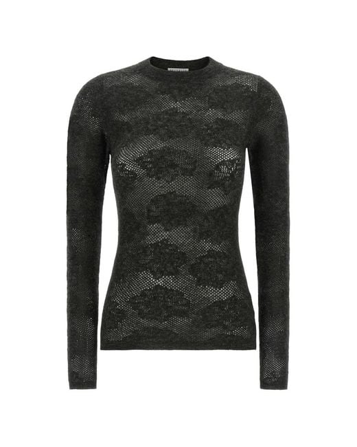Brunello Cucinelli Black Flower Lace Sweater