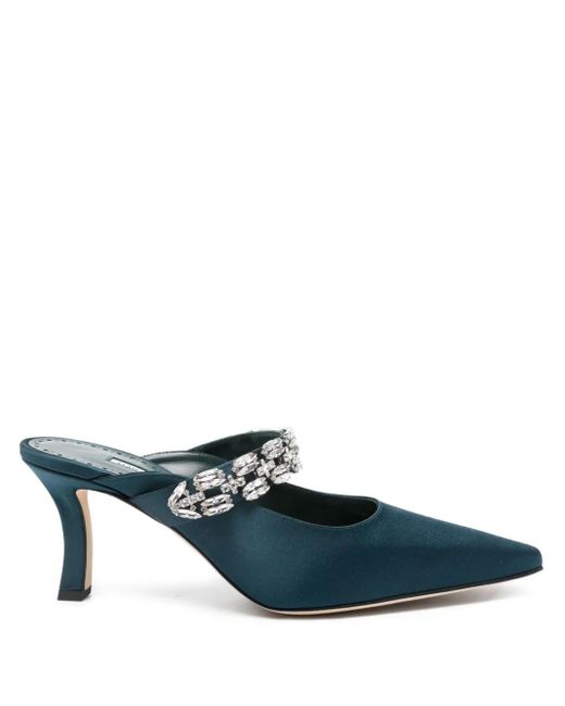 Manolo Blahnik Blue Heeled Mules