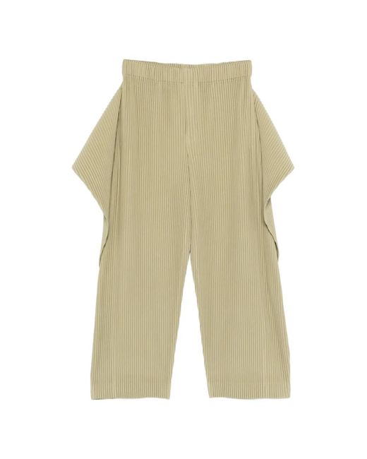 Homme Plissé Issey Miyake White Pleated Layered Trousers for men