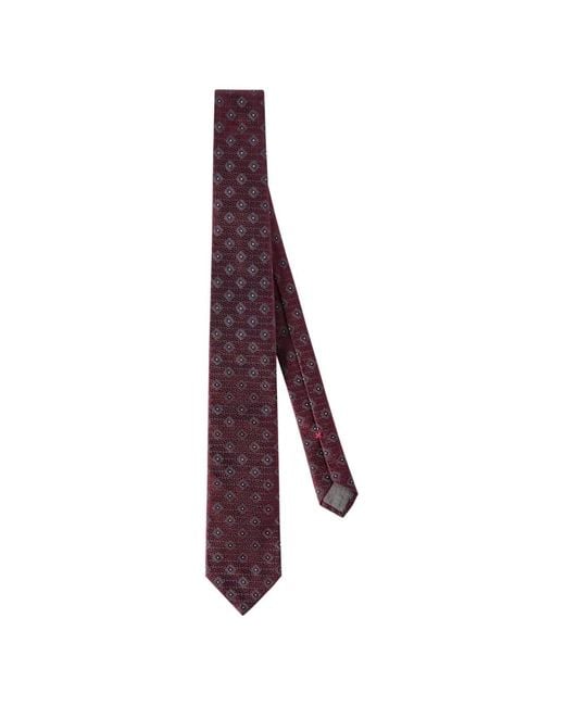 Brunello Cucinelli Purple Silk Tie With Geometric Pattern for men