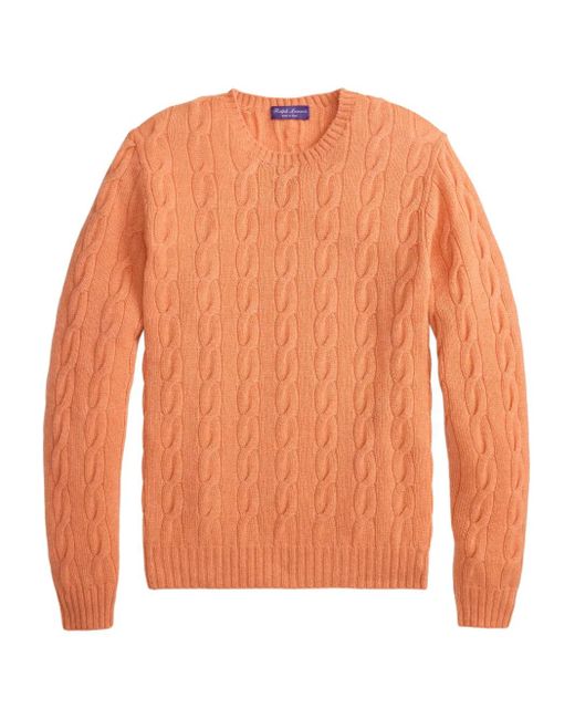 Ralph Lauren Kabelgebreide Trui Met Lange Mouwen in het Orange voor heren