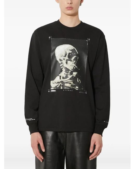 Stampd Black Skull-Print Long-Sleeve T-Shirt for men