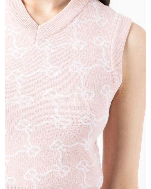 ROKH Pink Monogram-Pattern Cropped Vest