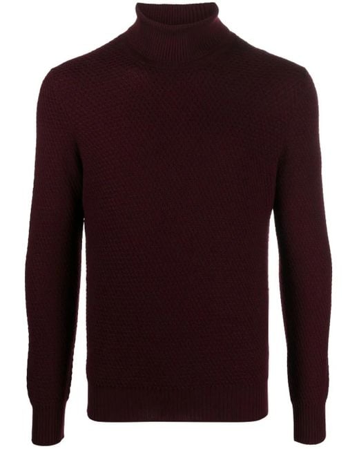 Tagliatore Red Roll-Neck Virgin Wool Jumper for men