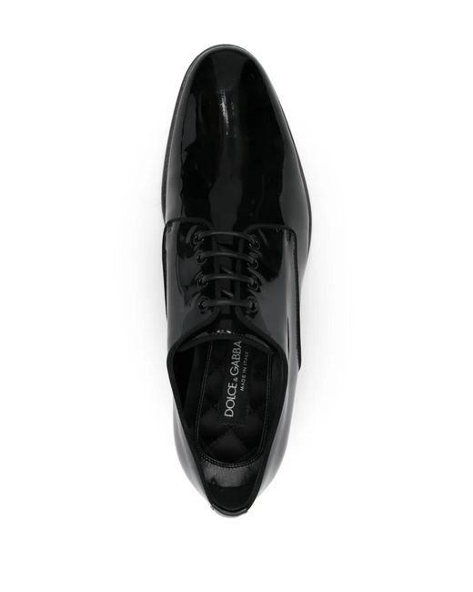 Dolce & Gabbana Black Raffaello Leather Derby Shoes