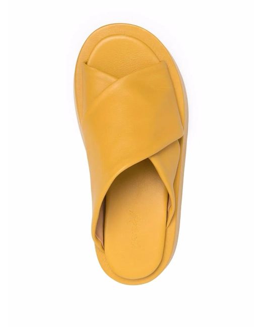 Marsèll Yellow Crossover-Strap Platform Sandals