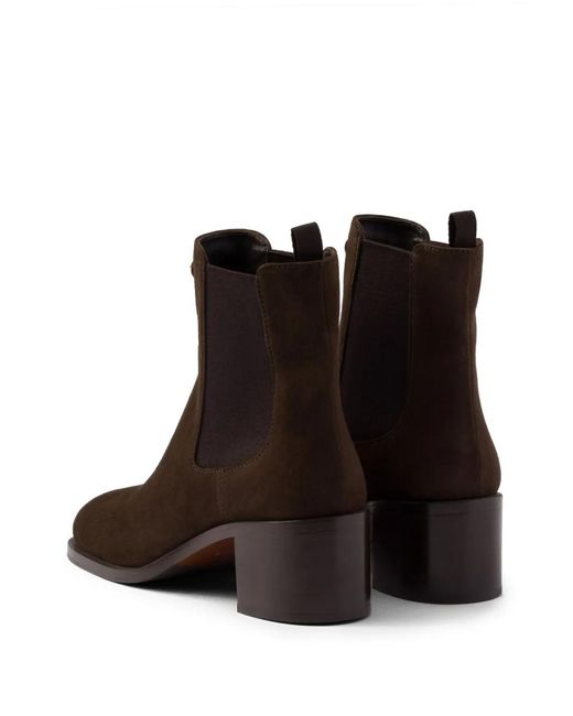 Prada Brown Suede 55Mm Chelsea Booties