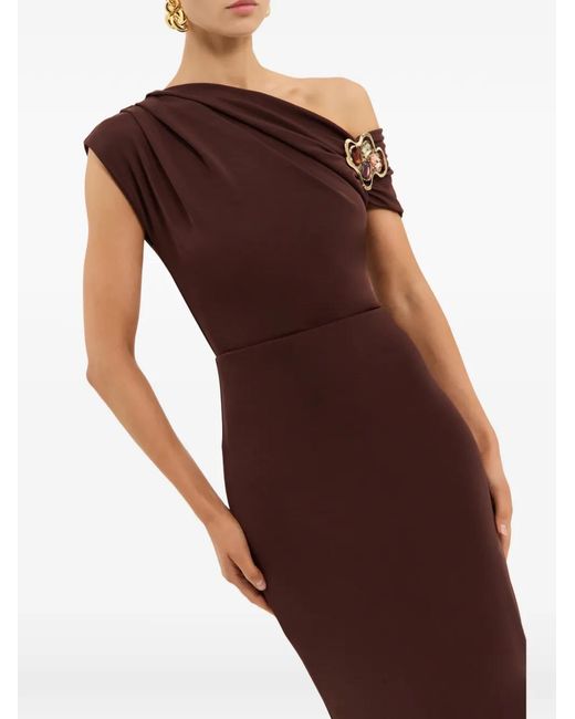 Rebecca Vallance Brown Hazine One-Shoulder Embellished Midi Dress