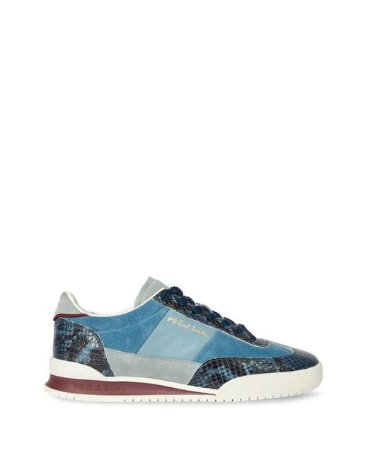 Paul Smith Blue Dover Snake-Pattern Panelled Sneakers