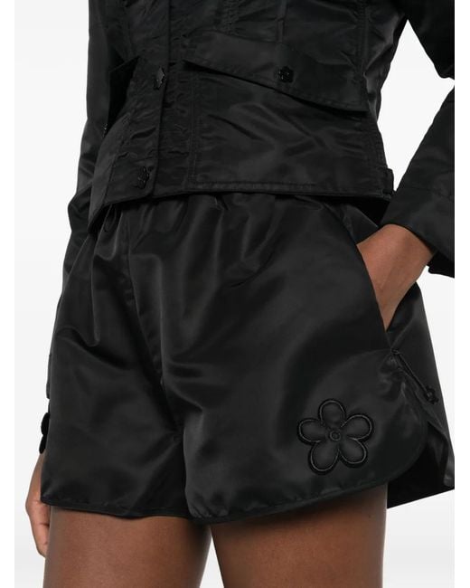 CECILIE BAHNSEN Black Colette Floral-Patch Shorts