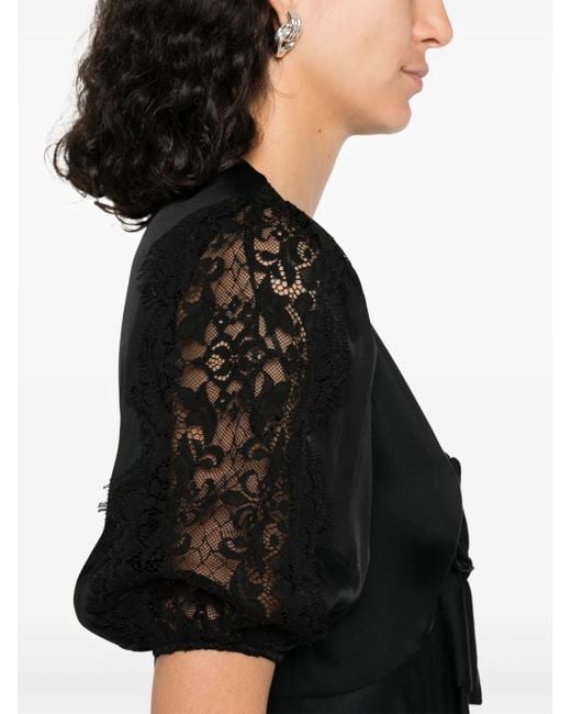 Nissa Black Floral-Lace Dress
