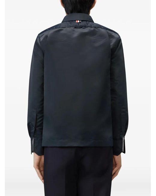 Thom Browne Blue Twill Pocket-Detail Overshirt for men