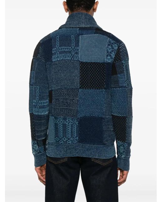 RRL Blue Patchwork Cardigan for men