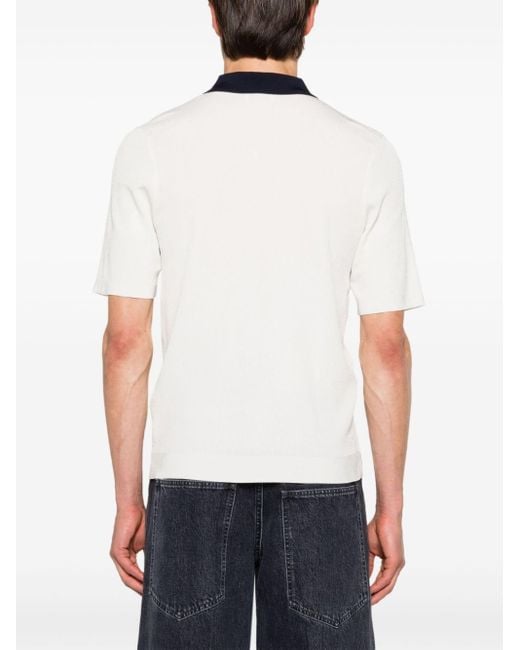 Sandro White Short-sleeve Knitted Polo Shirt for men