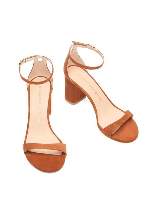 Stuart Weitzman Brown 75Mm Suede Sandals