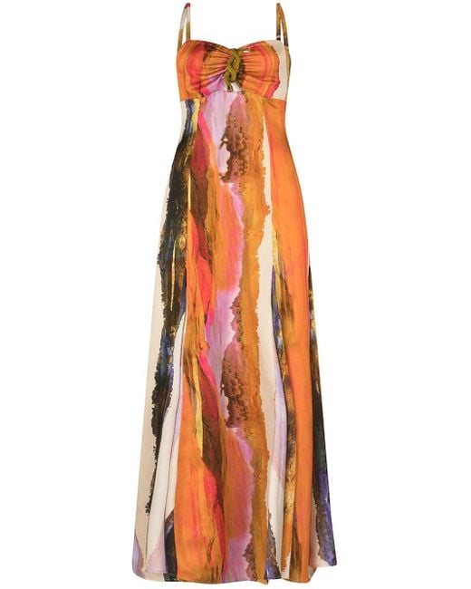 Silvia Tcherassi Orange Artis Flared Maxi Dress
