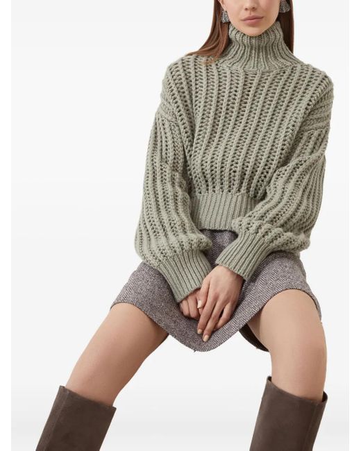 Brunello Cucinelli Green Turtleneck Cashmere Sweater
