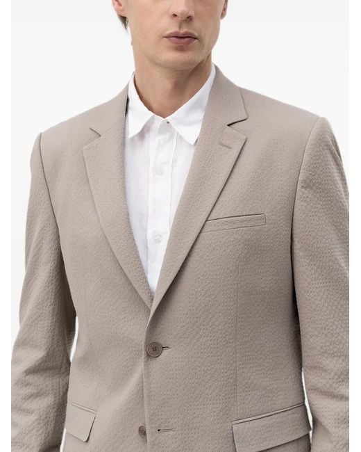 HUGO Gray Blazer En Crépon À Simple Boutonnage for men