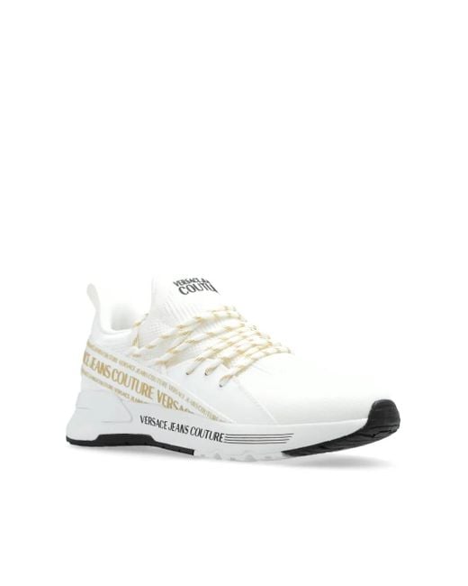 Versace Jeans Couture White Dynamic Sneakers In Stretch Knit