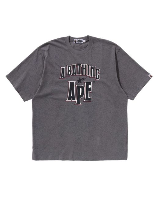 A Bathing Ape Gray Logo-Print T-Shirt for men