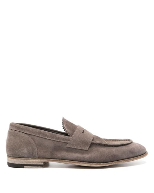 Officine Creative Gray Solitude 001 Suede Loafers for men