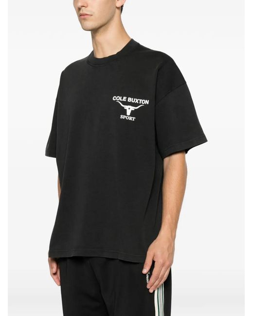 Cole Buxton Black Logo-Print Short-Sleeve T-Shirt for men