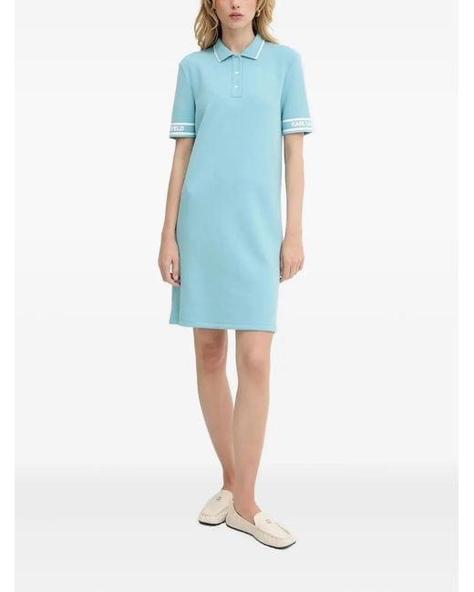 Karl Lagerfeld Blue Logo-Detail Polo Dress