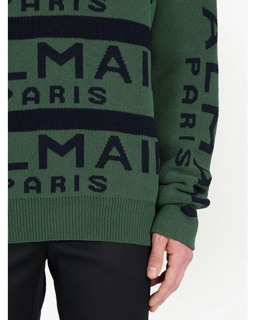 Balmain Pullover Mit Logo-Muster in Green für Herren