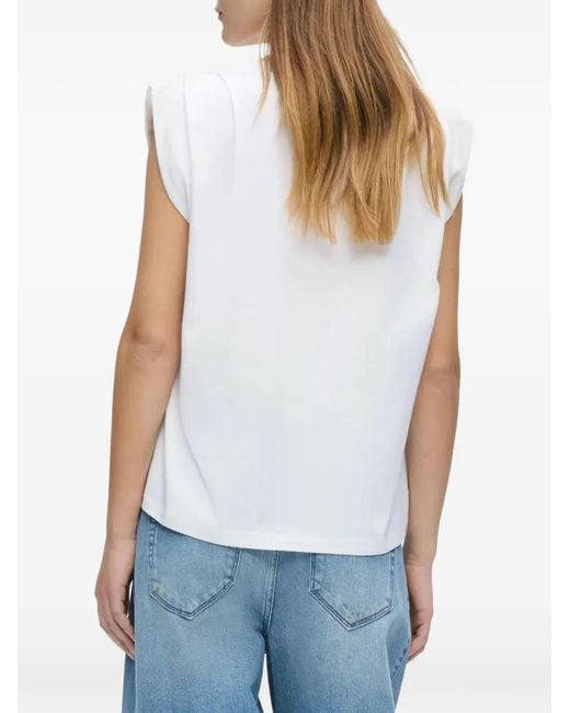 Karl Lagerfeld White Logo-Print Sleeveless Tank Top