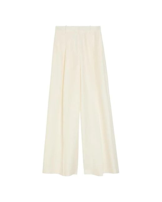 Heirlome White Laurence Pleated Wide-Leg Trousers