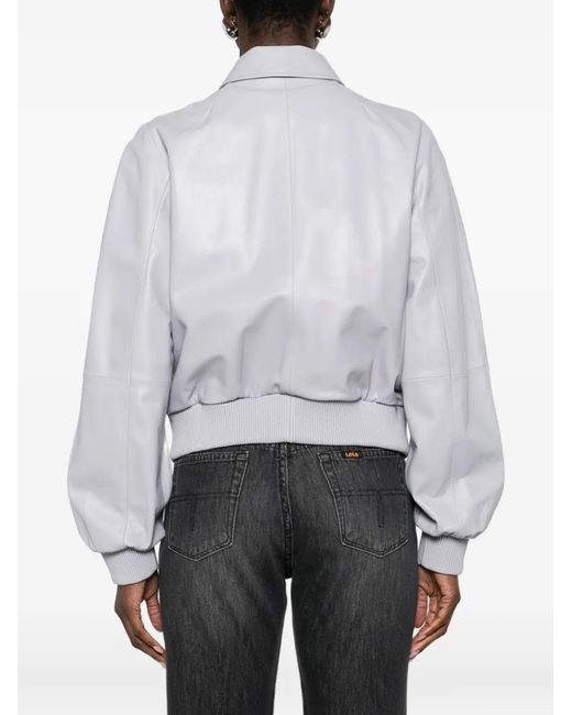 Desa Nineteenseventytwo White Zip Leather Jacket